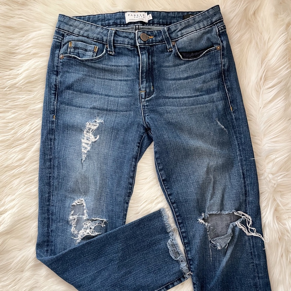 PARKER SMITH STRAIGHT LEG DISTRESSED BAGGY JEANS